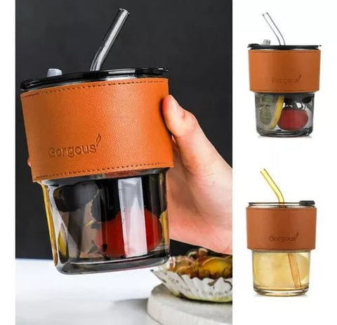 Vaso Taza Mug De Vidrio Con Tapa sin caña